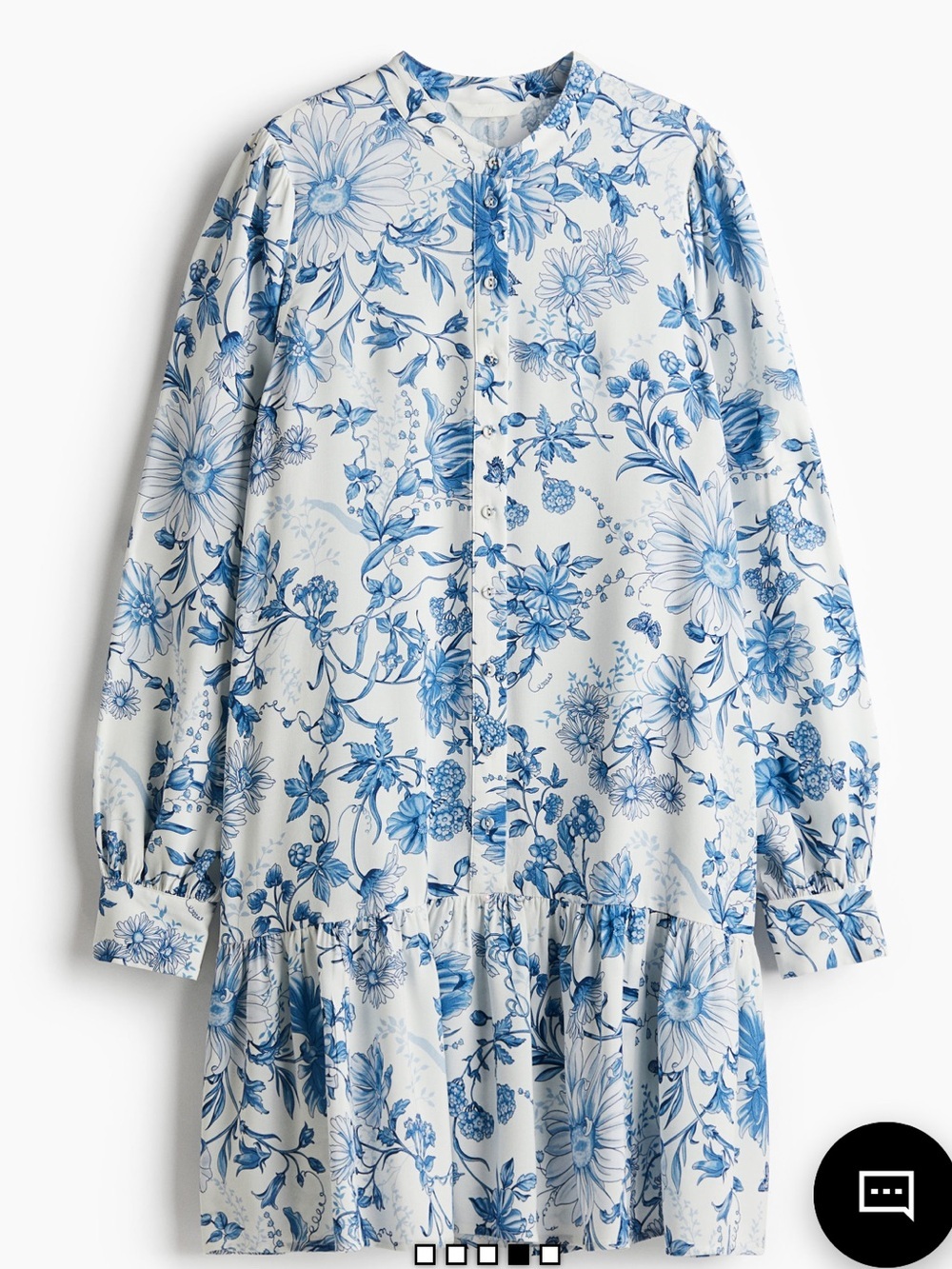H&M patterned viscose dress blue and white floral size small